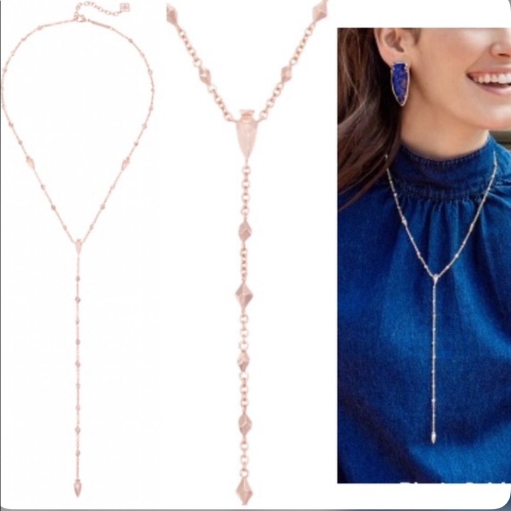 GUC Kendra Scott Grant Necklace Rose Gold